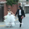OLOEY 2PCS White Ruffles Tulle Wedding Dresses Two Pieces Korea Photo shoot Tulle Princess Bridal Gowns Customized Mariage 1