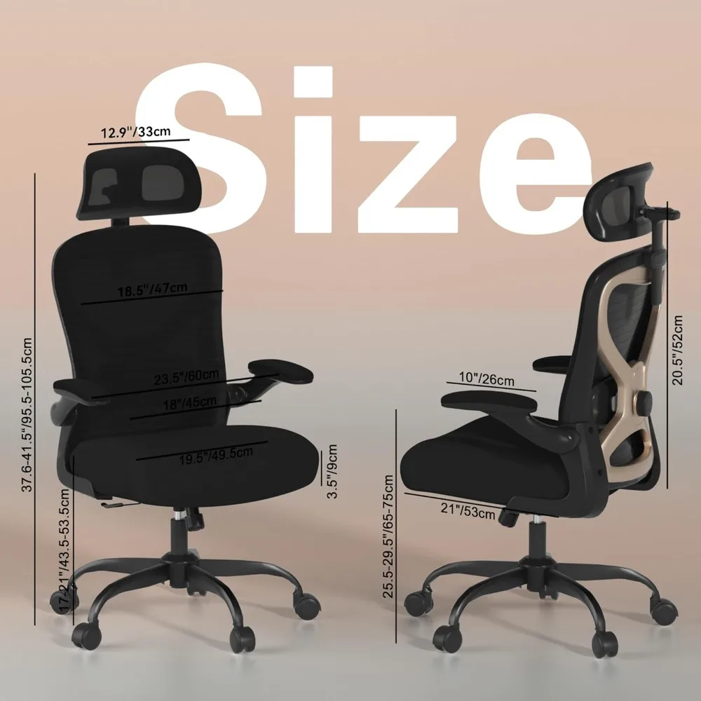 Ergonomic Office Chair with Headrest & Lumbar Support, Mesh High Back Computer Task Chair for Home Office