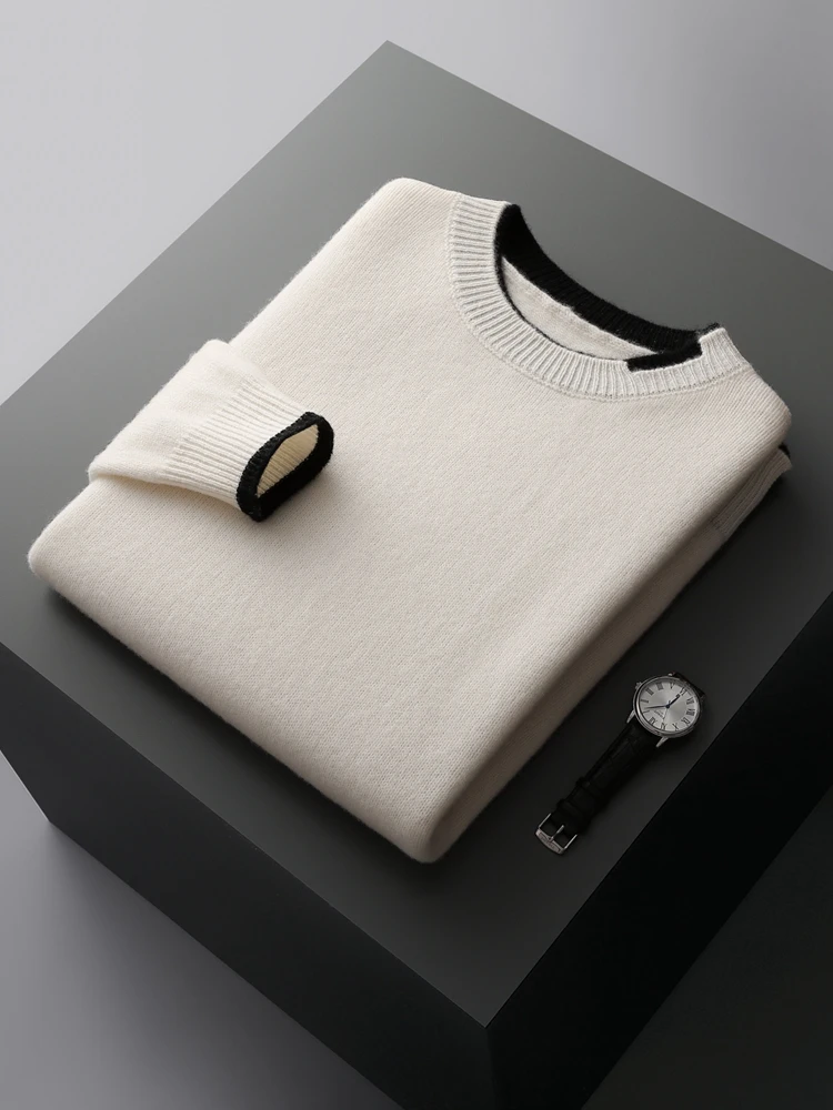 Meeste 100% Meriinovillast o-kaeluse ja topeltservaga kampsun S-XXL 5