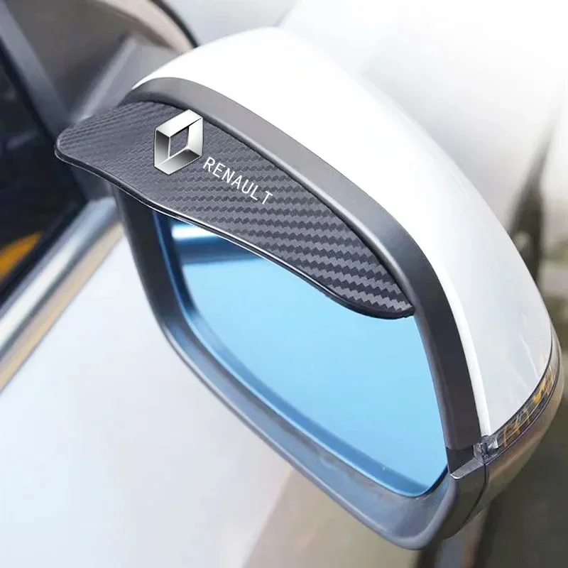 2Pcs Carbon Fiber Car Rearview Mirror Eyebrow Rain Cover for Renault Megane 2 3 4 Twingo Clio Talisman Captur Trafic Kwid