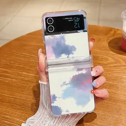 Clear Love Heart Pattern Phone Case - Hard Folding Back Cover for Samsung Z Flip8 (A116 Colorful Clouds)