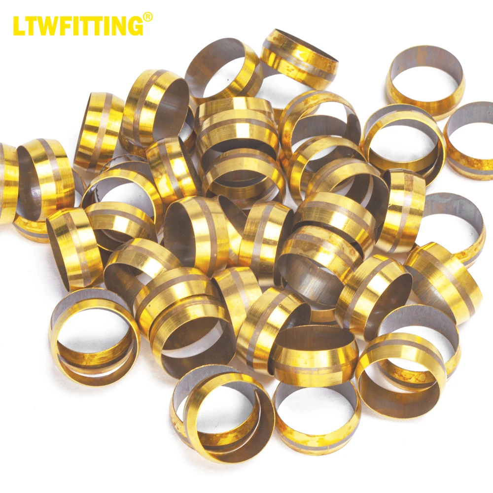 

LTWFITTING 7/8-Inch Brass Compression Sleeves Ferrules, Brass Compression Fitting(Pack of 50)