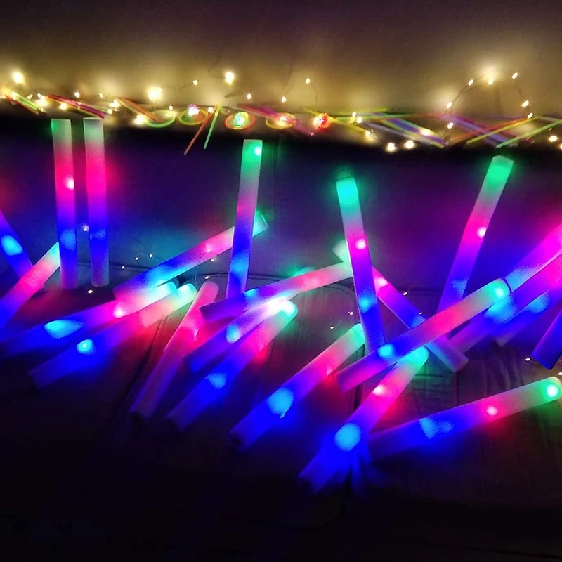 White Light Glow Sticks 20 Pcs LED Foam Sticks Glow Cheer Batons Flashing Effect Glow in the Dark Wedding Party Supplies