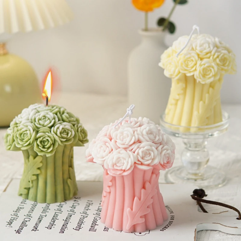 

Rose Bouquet Silicone Candle Mould DIY Flower Tree Soap Resin Plaster Making Chocolate Cake Baking Mold Home Decor Wedding Gift