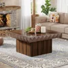 Living Room Square Coffee Table, 35.4-inch Wooden Coffee Table, Modern Central Table, Walnut Wood 1