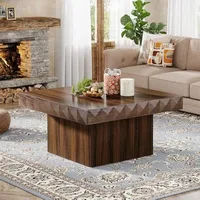 Living Room Square Coffee Table, 35.4-inch Wooden Coffee Table, Modern Central Table, Walnut Wood 1