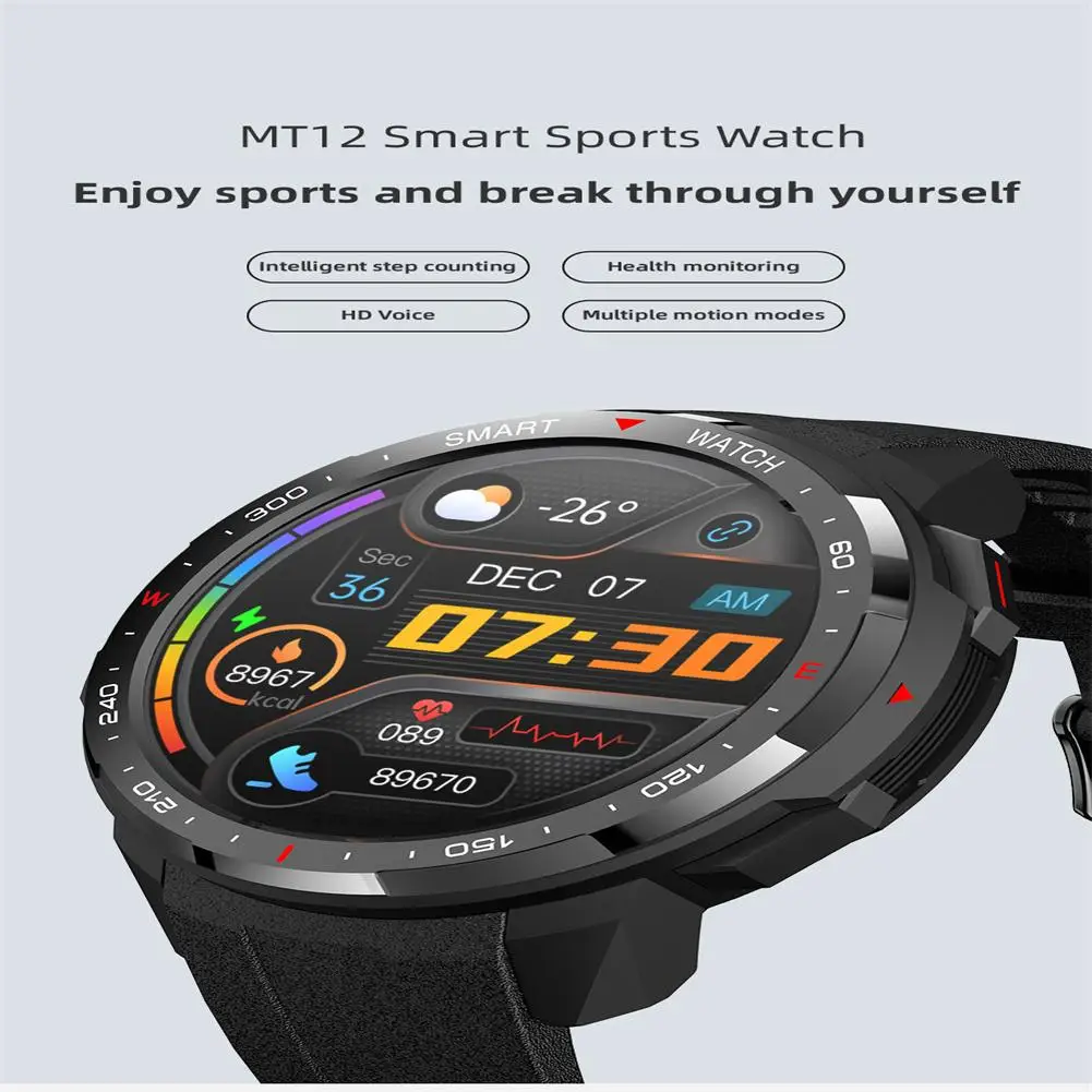 Mt12 Intelligent Watch Electronic Compass 8g Music Memory Recording Bluetooth-compatible Calling Sports Monitoring Bracelet