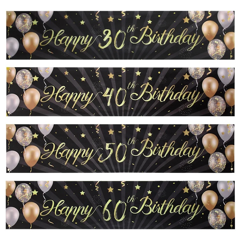

30/40/50/60th Birthday Banner Banner Hanging Flag Ornament Birthday Party Decoration For Home Background Banner Gift