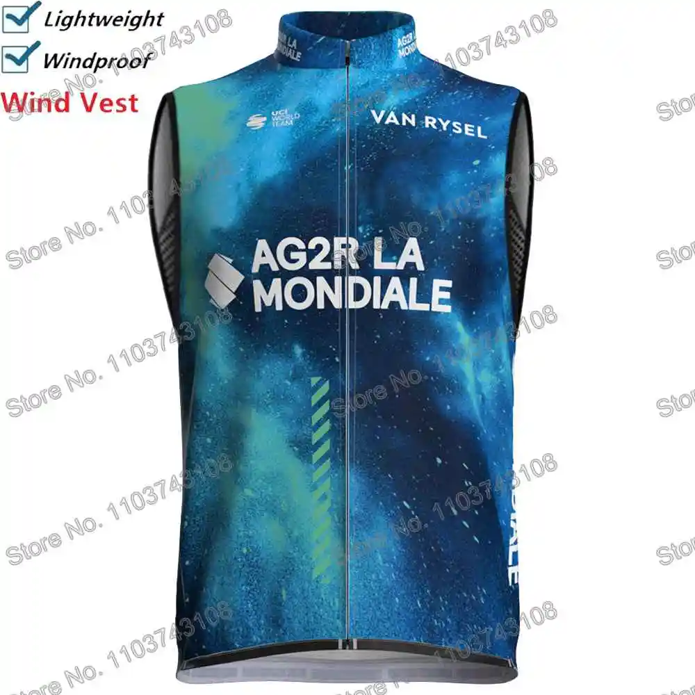 AG2R Team Finland Cycling Vest Windbreaker Pro Race Men Wind Vest Summer Road Bike Jersey Sleeveless MTB Bicycle Jacket