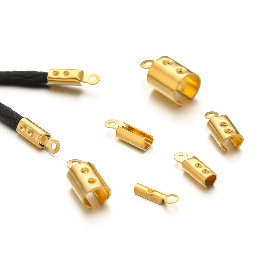 50pcs 스테인레스 스틸 버킷 엔드 비즈 모자 DIY 팔찌 목걸이에 대 한 긴 로프 클립 Clasps 쥬얼리 결과 액세서리 만들기