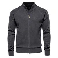 Nouveau pull pour homme à col montant et fermeture éclair, printemps-automne, élégant et décontracté, sans décoloration. Manteau en tricot à texture géométrique. 5