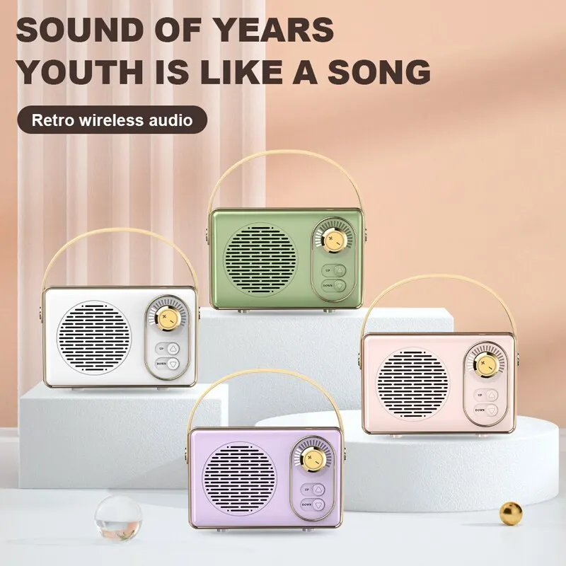 

Retro Bluetooth 5.0 Speaker Home Classical Music Player Sound Stereo Portable Decoration Mini Speakers Travel Music Player