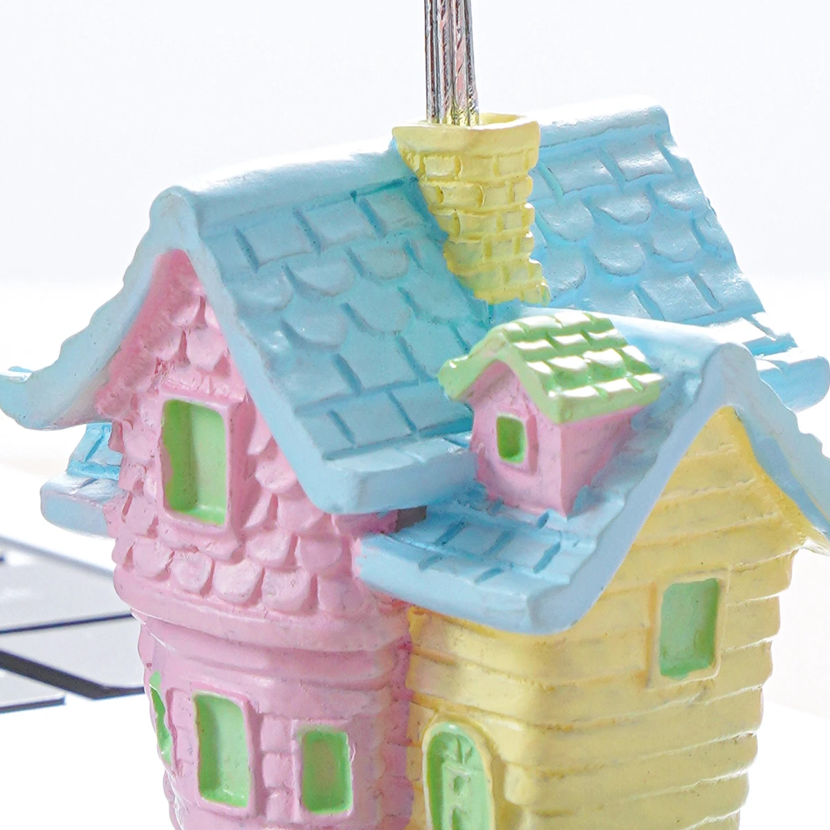 1PC, cute home desktop study interior decoration, colorful balloon house ornaments, resin house handicrafts ornaments