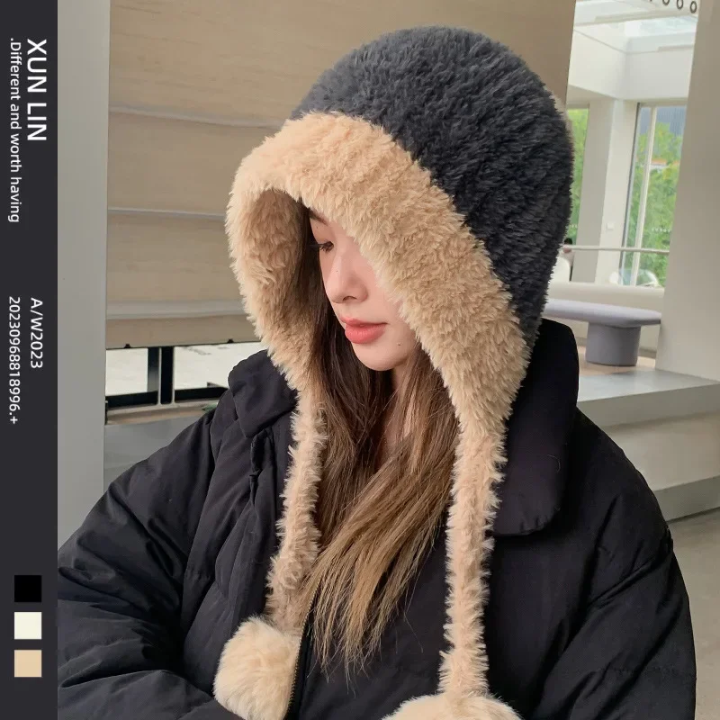 

Winter Hats For Women Bomber Hat Beanie Thickened Warm Faux Fur Cold-proof Baggy Cap Bonnet Femme Girls Gift New