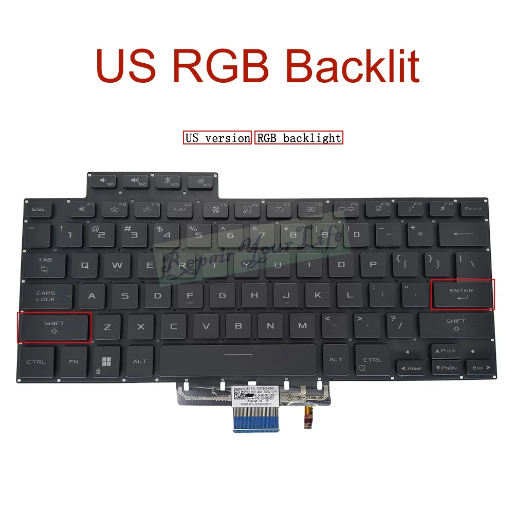 Teclado Retroiluminado Russo dos Eua Asus Zephyrus Rog M16 Gu603 Gu603h Gu603zx Gu603zu Gu603zw Rgb Teclados Portáteis para Jogos Coloridos