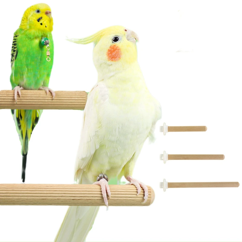 Natural Parrot Wood Standing Toys Parrot Birds Beech Wood Stand Tree Branch Hanging Climbing Toys Bird Stand Stick Cage Perches