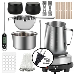 Comprehensive DIY Candle Crafting Kit with Wax Melting Equipment and Accessories (Kit 1 - US Plus - 110V)