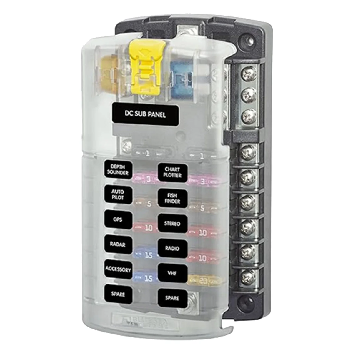 

Car Boat Fuse Box Holder 5026 Blade Fuse Block 32V100A 12 Circuit with Ground and Cover