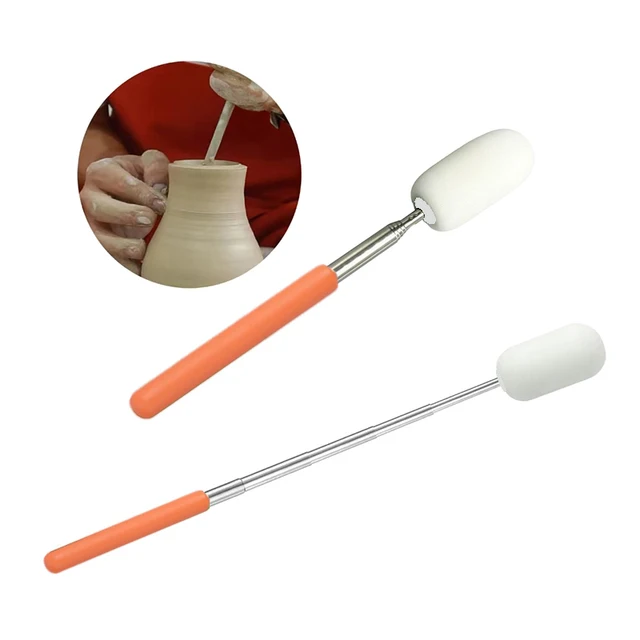 Bâton télescopique en éponge absorbante pour poterie, Sculpture, porte-éponge, bâton de lancer en céramique, outils de coupe de poterie 2
