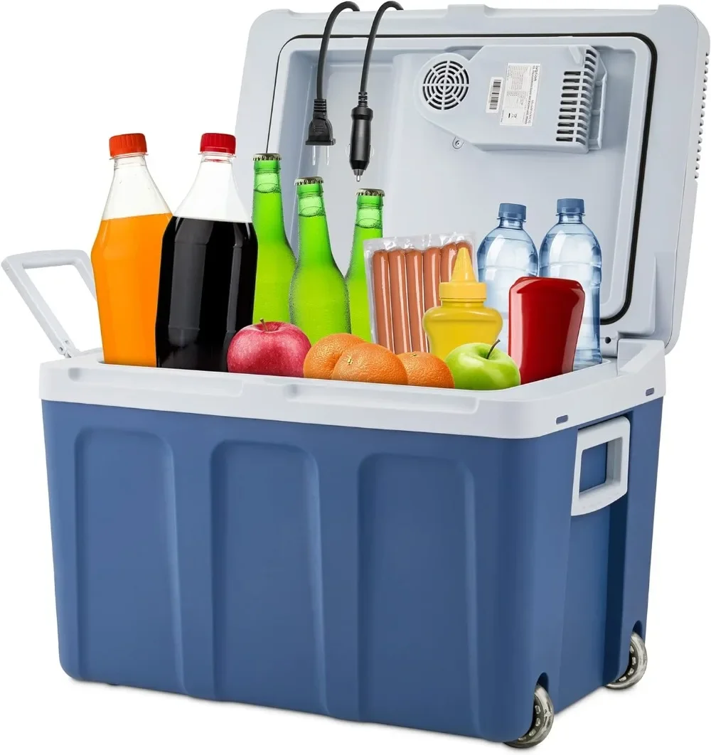 

Electric Cooler & Warmer with Wheels & Handle 48 Quart (45 L) Portable Thermoelectric Fridge for Vehicles & Trucks| 110V AC