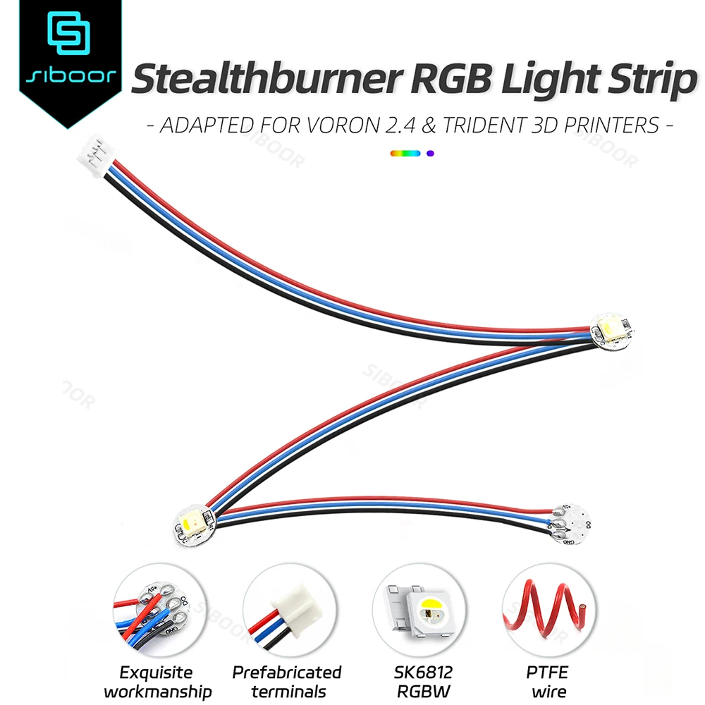 Voron 2.4 Stealthburner Hotend RGBW Light Strip RGBW lamp Beads Use for Teflon Wear-resistant Wire Arrives Ready To Install