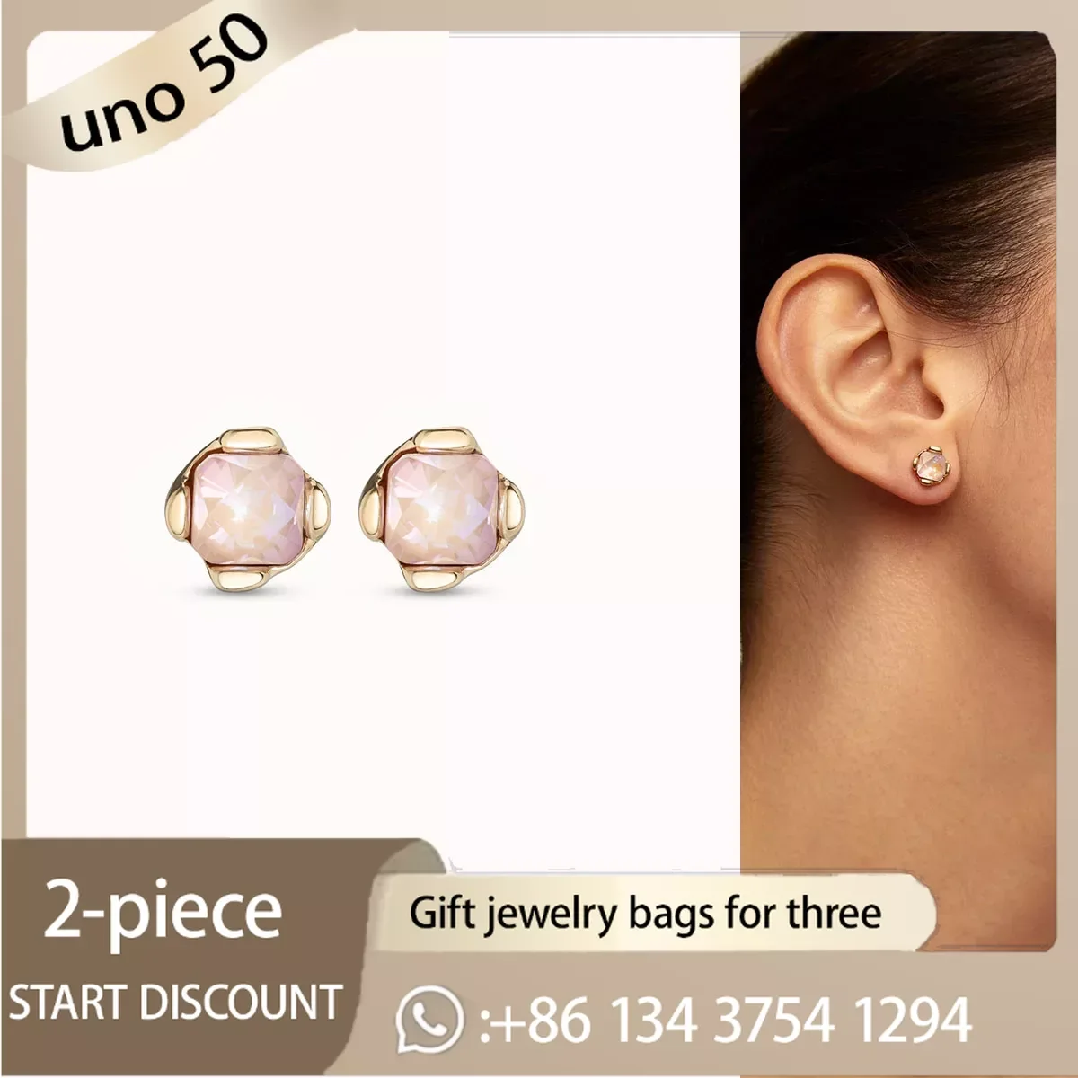 

2024 Classic UNO DE 50 Pop 925 Silver Pink Flower Shaped Earrings For Women Valentine's Day Gift Jewelry