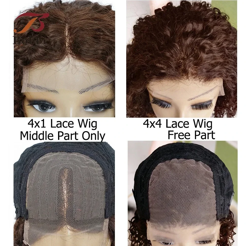 250% Density Brown 4x4 Lace Front Wig Afro Kinky Curly Thick Human Hair Wigs For Women Pre-Plucked Transparent Lace Bobbi human hair wig lace front wigs