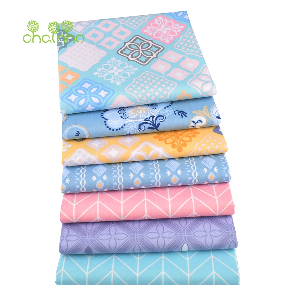 Geometric Printed Twill Cotton Fabric,DIY Sewing Quilting Patchwork Cloth,For Baby & Children Bedding Material,40x50cm,100x160cm