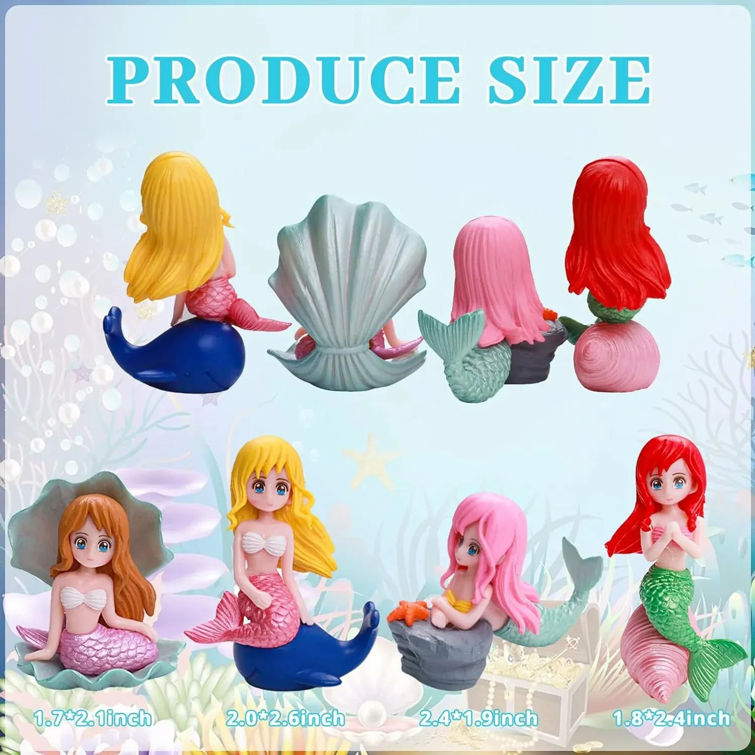 Tomaibaby 4 Stück Meerjungfrauen Cupcake Topper | Bunte Kuchendekoration Für Geburtstagsparty