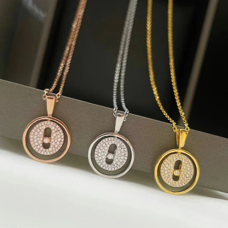 Original Fashion Jewelry Move Necklace - Silver 925 Charming Women's Necklace with Round Zircon Sliding Design, Party Matching