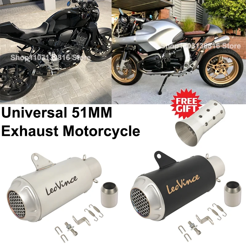 51MM Universal Motorcycle Leo Vince LV-10 Exhaust Pipe DB Killer Muffler  Escape For Z700 Z900 RS Ninja400 Z400 S1000 XR GSX 250R - AliExpress