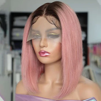 Ombre Pink Bob Wig Straight Lace Front Human Hair Wigs For Women Short Bob Transparent Lace Wig Bleached Knots Pre Plucked Ombre Pink Bob Wig Straight Lace Front Human Hair Wigs For Women Short Bob Transparent Lace.jpg