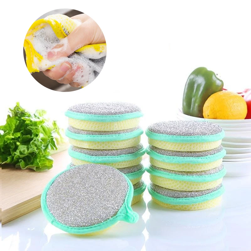 

Dish Sponge Ingots Towel Double Sided Dish Brush Pot Kitchen Cleaning Cloth Kitchen Sponge Wipe Silver Thread Surface