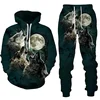Autumn Men Animal Wolf Hoodie Printed Male Autumn Casual Sweatshirt Sweatpants Pullover Men Tracksuit Set Men's Clothing Suit 6