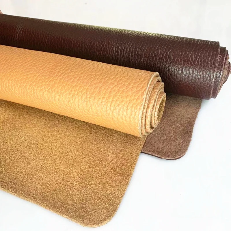 Description Picture 4 of itemBrown Lychee Patterned Cowhide Genuine Leather Frst Layer Cowhide Leather Thick Genuine Leather DIY Leathercraft Accessories