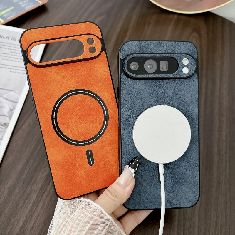 Luxury PU Leather Magnetic Wireless Charging Phone Case Back Cover