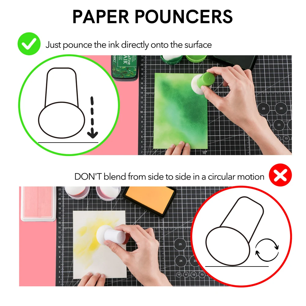 3pcs/set White Paper Pouncers Useful Ink Applicator with Storage Cases for DIY Scrapbook Watercolors Embossing Ink Project Craft