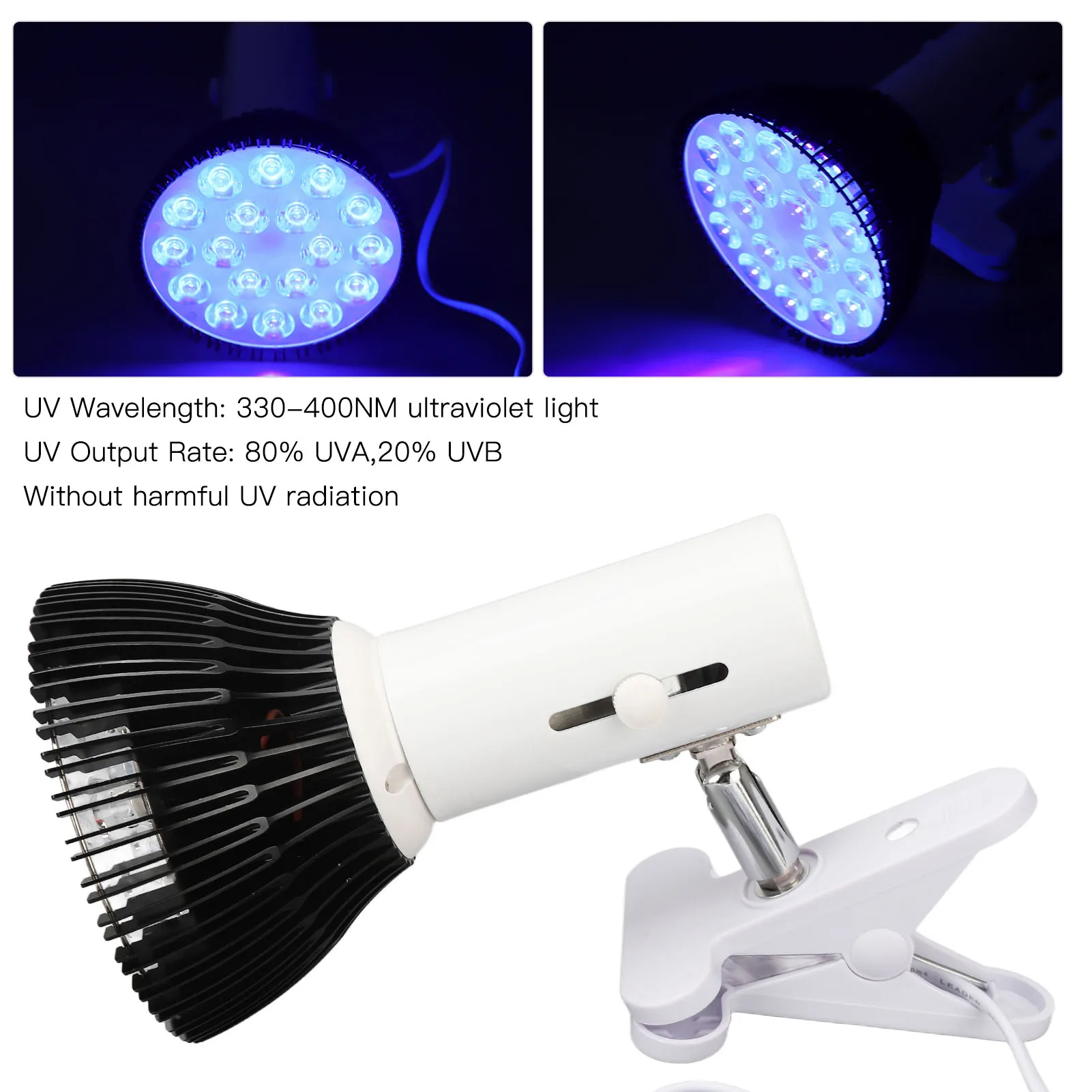 UltravioletLightBlackLampUltravioletTanningLamp18LightChipsFloodlightwithBigClip