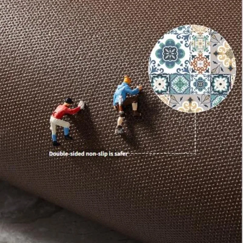 PVC Leather Floor Mat French Fresh Floral Castle Pattern Oil-proof Kitchen Carpet Waterproof Non-slip Long Balcony Rugs 러그 Tapis