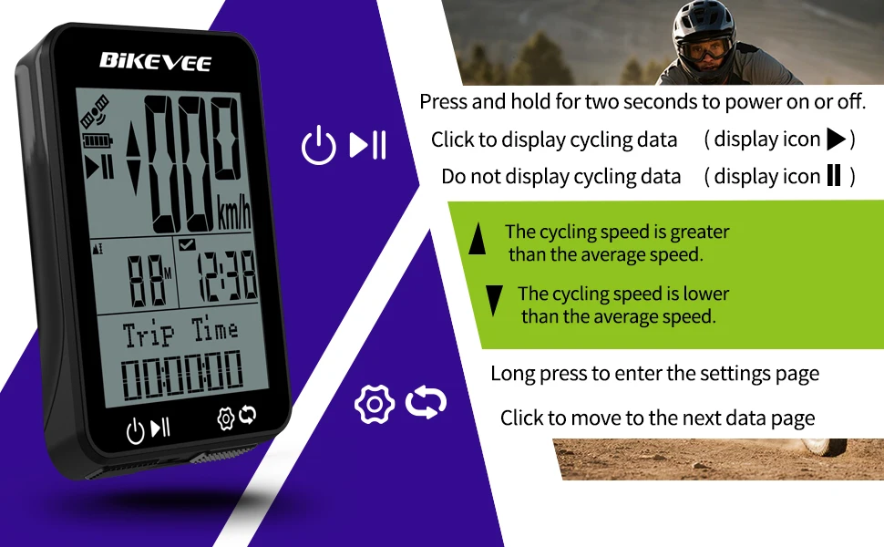 Fahrradcomputer Drahtloses Radfahren GPS-Tachometer Wasserdichtes Fahrrad Radfahren Digitale Stoppuhr Kilometerzähler Fahrradzubehör – Detail 8