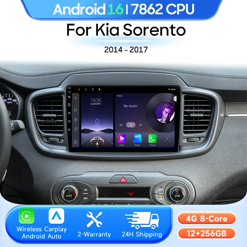 Reproductor Multimedia para Auto Kia Sorento 2014-2017, Android 16, Radio, Carplay, Auto 2din, GPS, Navegación, Estéreo, Video, Unidad Principal, 4G, BT 1