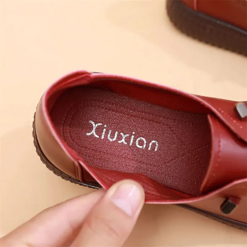 Mother Classic Leather Oxfords Shoes Ladies Laced Up Flats Women's Loafers Office Shoes Women Casual Slip On Driving Moccasins