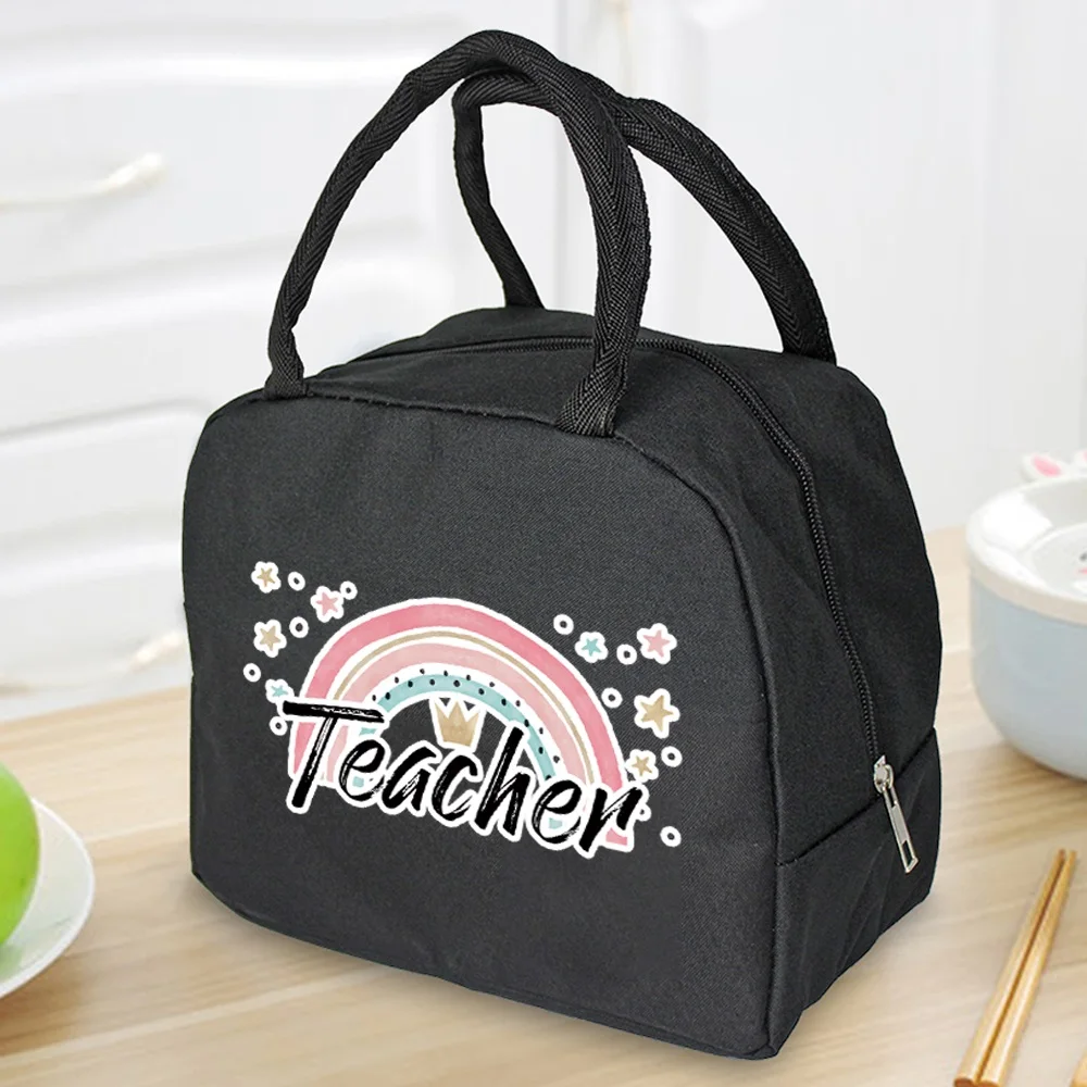 Insulated Lunch Bag  Zipper Cooler Tote Thermal Bag Lunch Box  Canvas Food Picnic Lunch Bags for Work Handbag Teacher Pattern