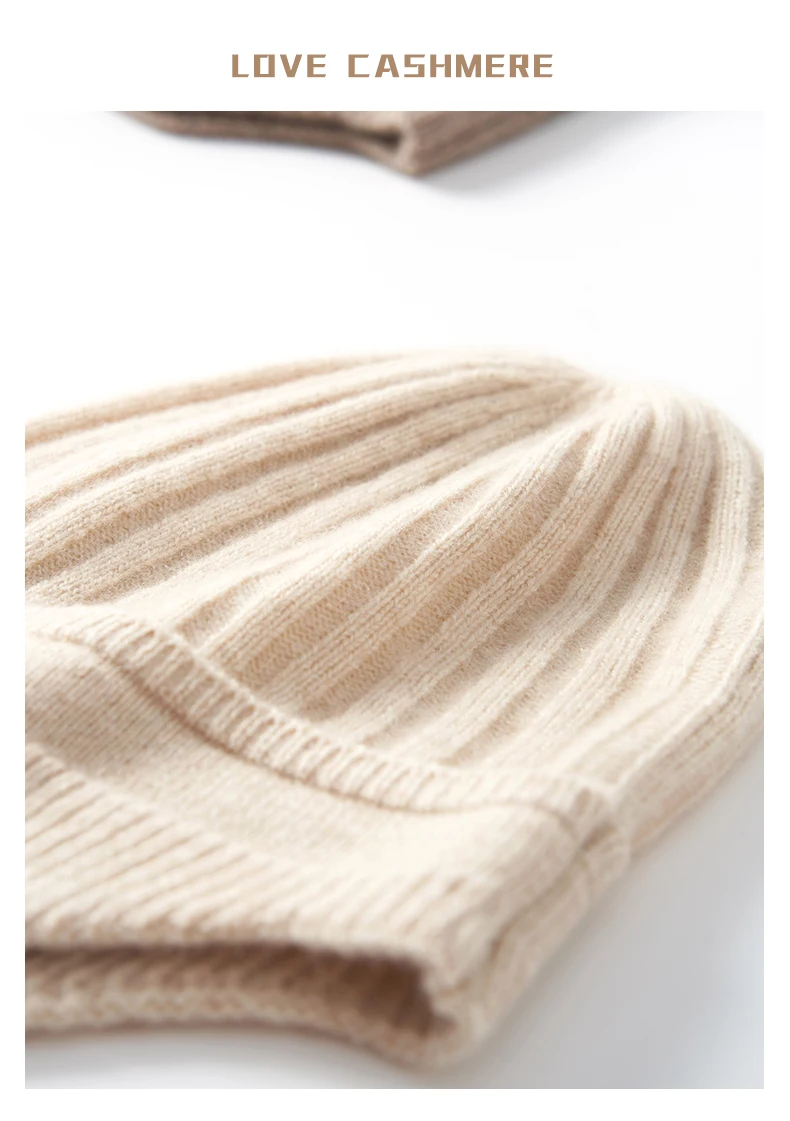 Kaschmir-Strick-Ohrenklappen-Kappen, gerippt, dicke Mützen, Winter-Vintage-Mütze, weiche Mütze, Wollmischung, warme Haarhaube für Damen und Herren – Detail 1