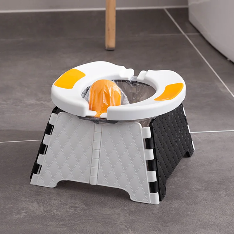 Portable Potty Child New Children's Outdoor Travel Foldable Portable Car Small Toilet with Cleaning Bag Baby Potty Training Seat 4