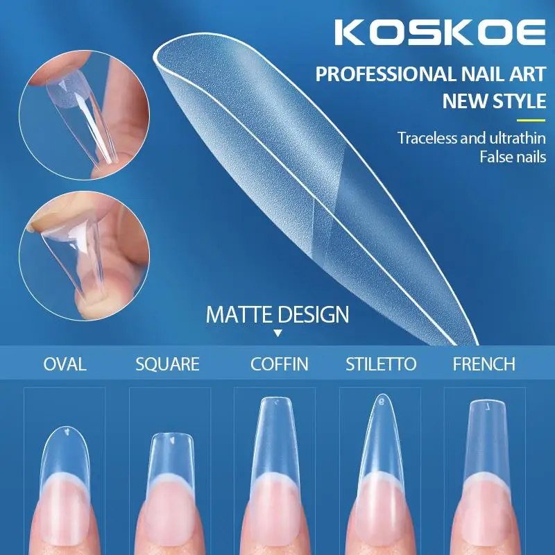 Fake Nail Tips Press on False Nail Full Cover Coffin Semi-Frosted Capsule Salon Tip Accessories Tool fake nails false nails nail tips false nail tips