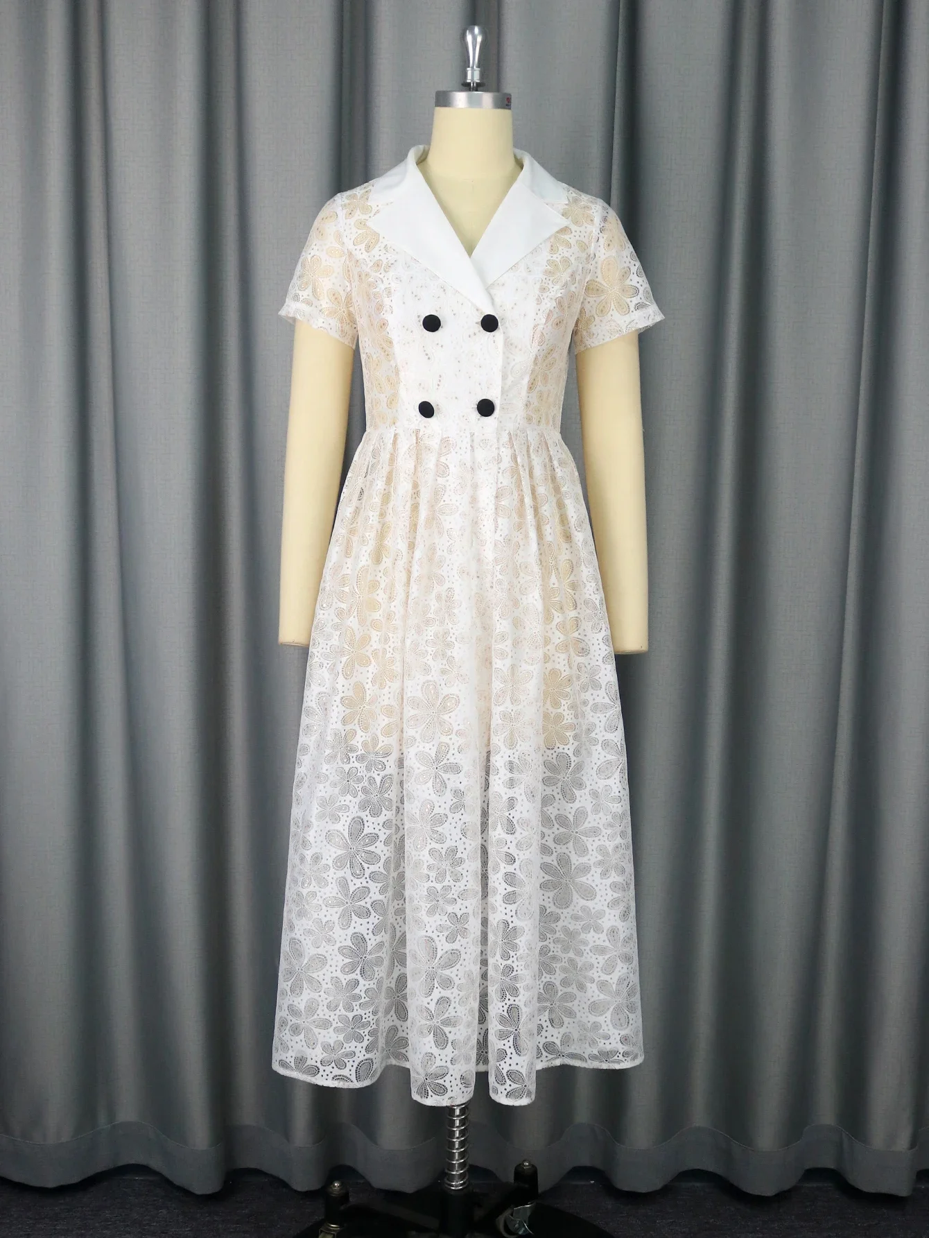 chinese dress ladies PinkBlush White Lace Mesh Overlay Plus Maxi Dress main image 1