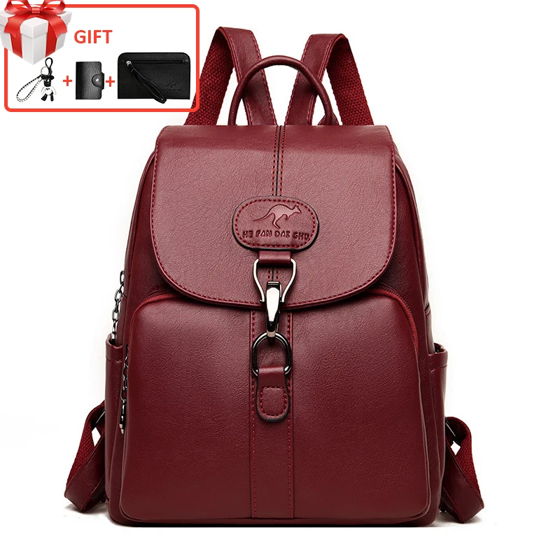 

Anti-theft Leather Backpack Women Vintage Shoulder bag Ladies Large capacity Travel Backpack School Bags Girls Mochila Feminina