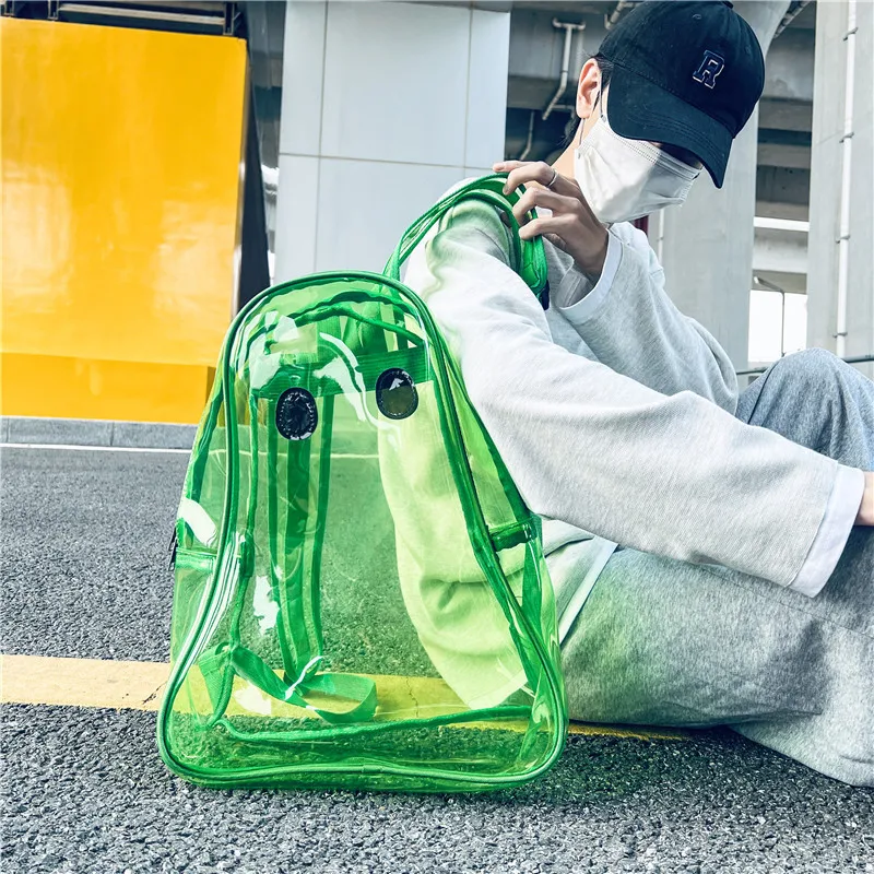 Hot Selling Halloween Ghost Backpack Young Boys Girls Trend Funny Personality Transparent PVC Ghost Book Bag Teen Clear Knapsack