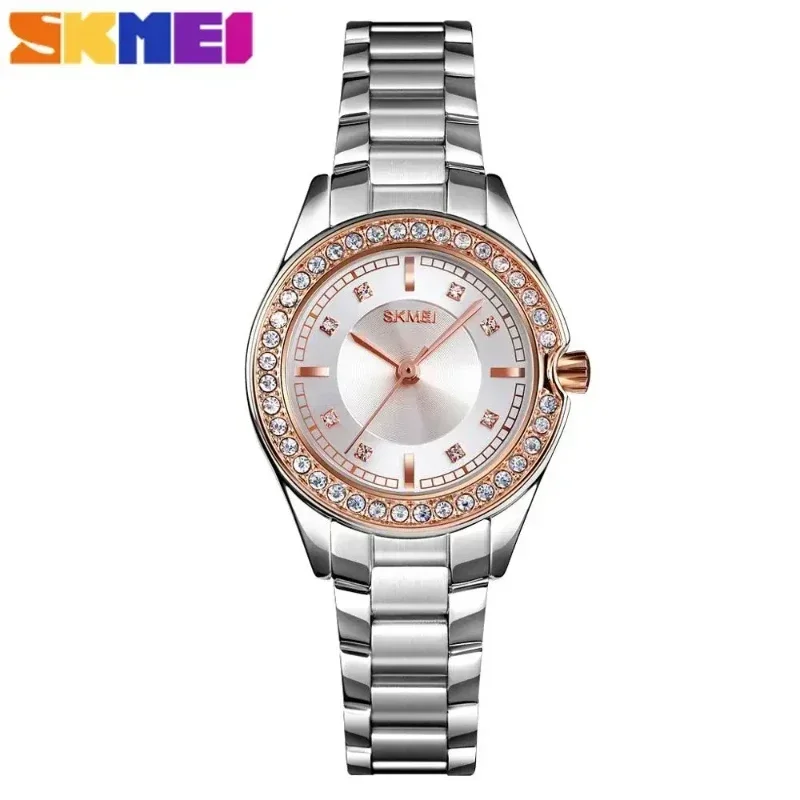 SKMEI 1534 Luxury Lady Waterproof Quartz Watch Stainless Innovative Diamond Girl Wristwatches Women Sports Clock Reloj Mujer